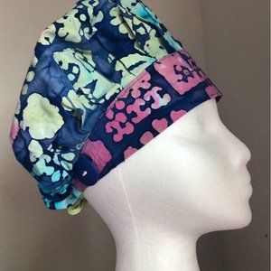 Women's Adjustable Surgical Bouffant/Cap w Buttons Batik
